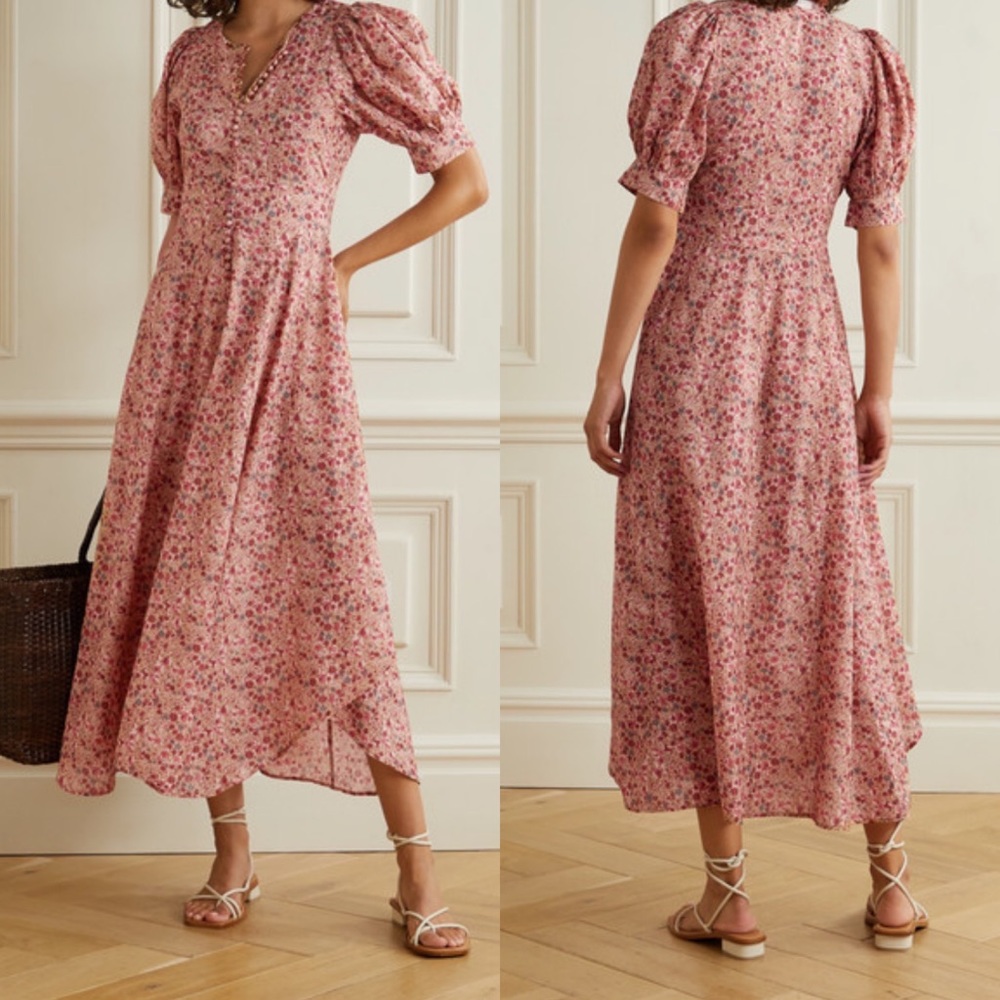 Doen Laurel Pink Valley Floral Maxi dress size medium